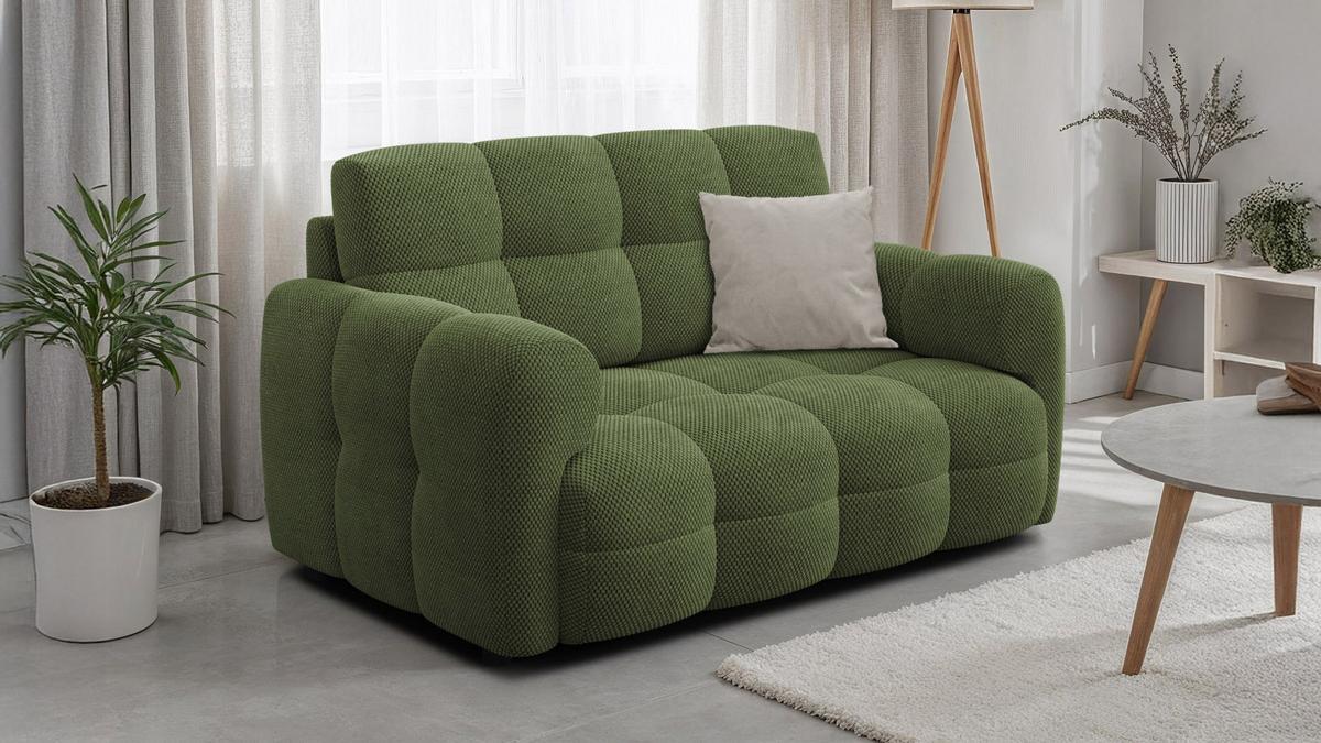 SOFA MELLOW 2-Sitzer, olive - Schwarz/Grün, Holz/Textil (153/87/98cm) - Wozimo