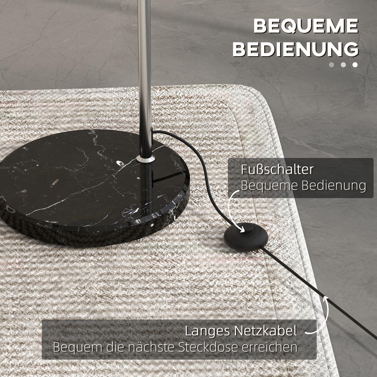 STEHLAMPE höhenverstellbar, schwenkbar Stehleuchte exkl. Leuchtmittel - Silberfarben, Metall (115/30/180cm) - HOMCOM