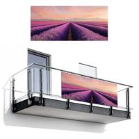 BALKON-SICHTSCHUTZ Lavendelfeld - Sonnenuntergang - Lila - Blumen Witterungsbeständig 200x90 cm - Violett, Kunststoff (200/90cm) - MuchoWow