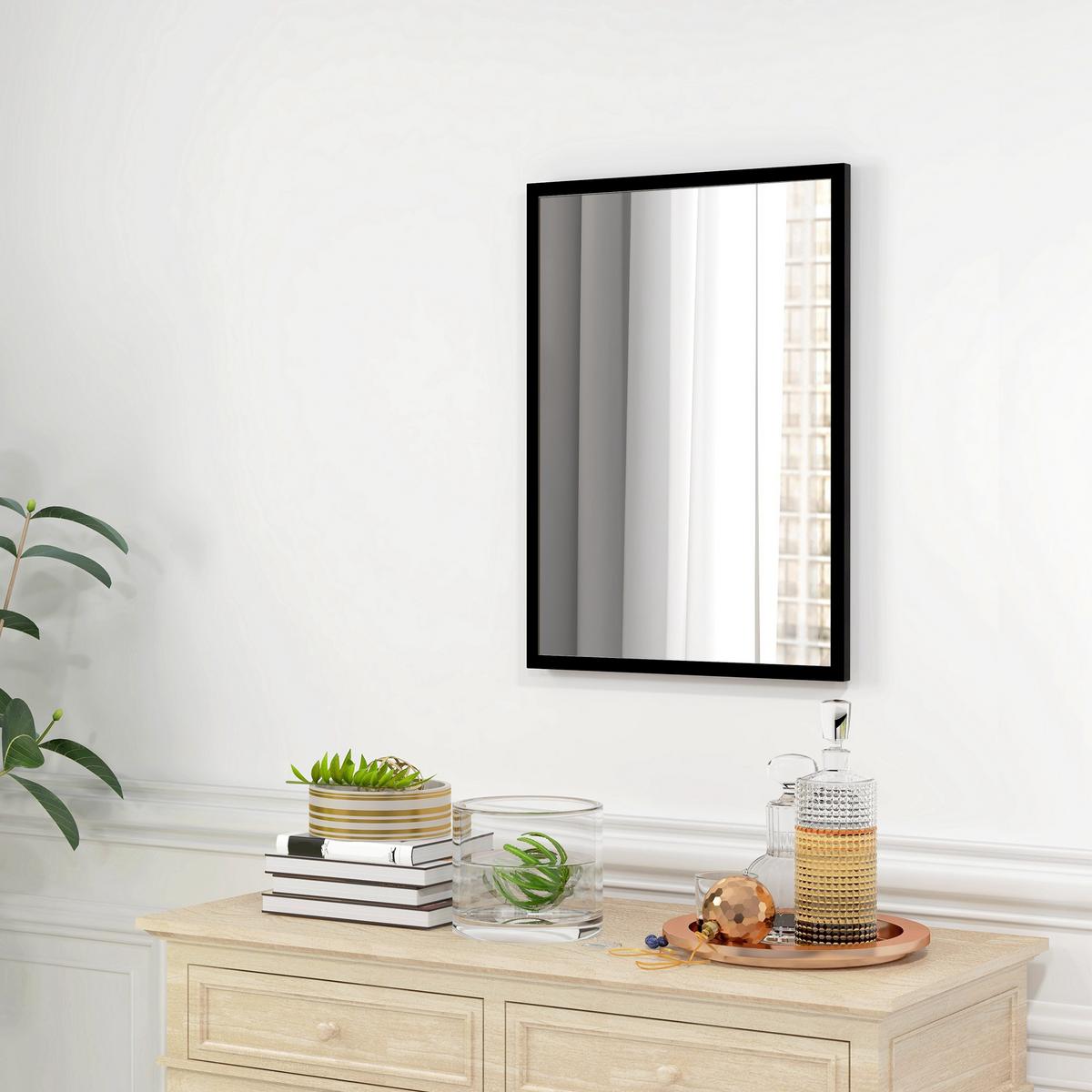 WANDSPIEGEL MDF Glas Schwarz - Schwarz, Holzwerkstoff (2/70/50cm) - HOMCOM