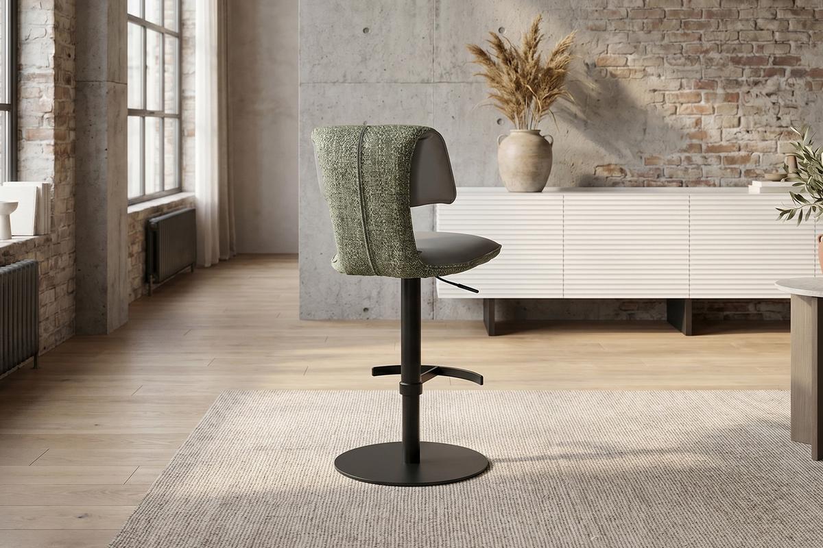 BARHOCKER LILIANA Grün Webstoff Drehbar (360°) (1er-Set) - Grün, Kunststoff/Textil (46/91/61cm) - KAWOLA