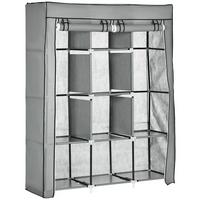 STOFFSCHRANK, Faltschrank, Kleiderschrank mit Kleiderstangen, 8 Ebenen Hellgrau - Hellgrau, Metall (43/162.5/125cm) - HOMCOM