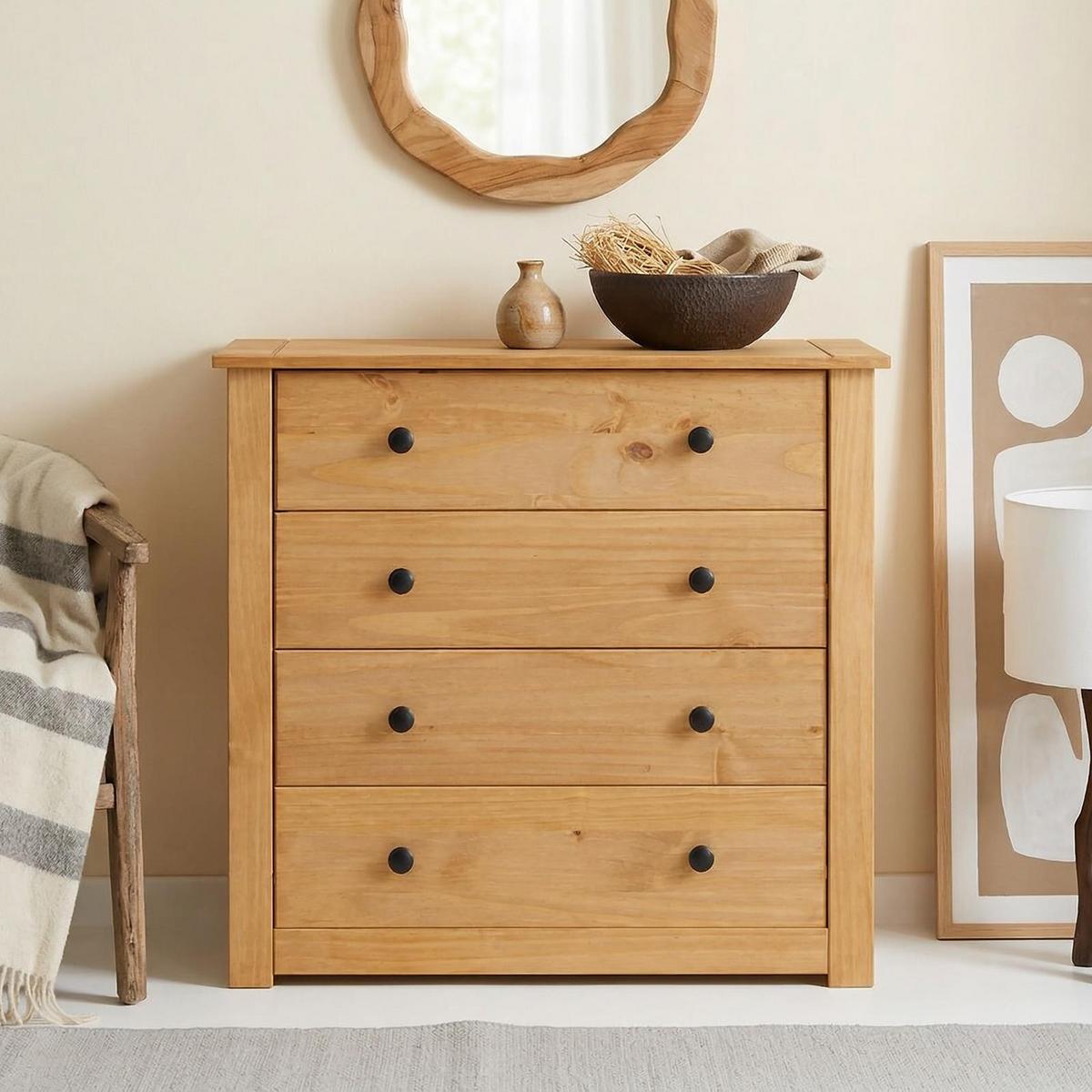 KOMMODE CANCUN gebeizt/gewachst - Kieferfarben, Holz (80/73/40cm) - CARO-Möbel