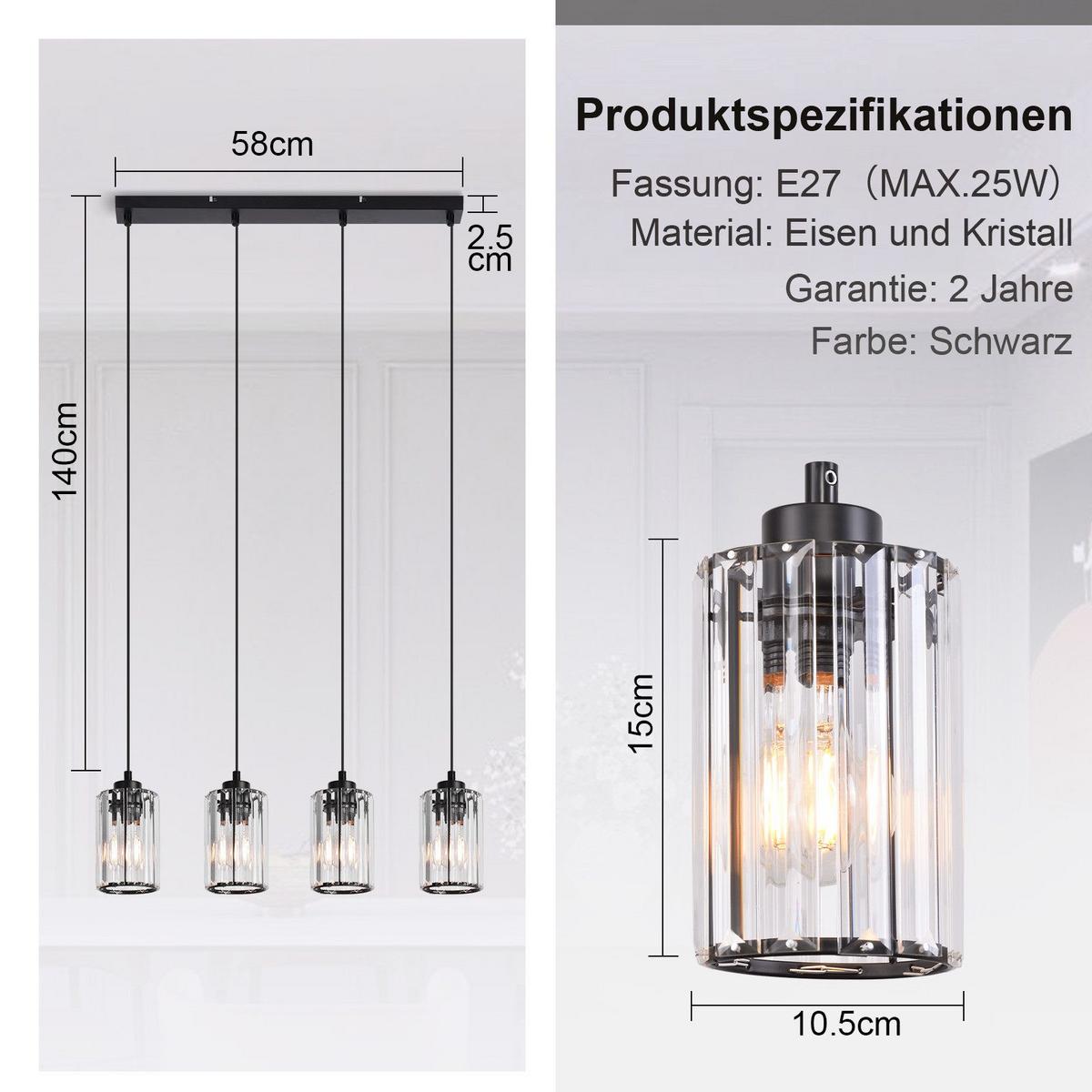PENDELLEUCHTE Marshall 58/5/140 cm - Schwarz, Metall (5/58/140cm) - Nettlife