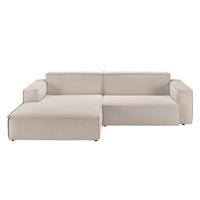 ECKSOFA SAMU Beige Cord - Beige/Schwarz, Textil (276/168cm) - KAWOLA