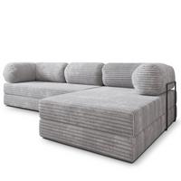 ECKSOFA ETERA modulares Boneless Sofa mit Schlaffunktion Hellgrau Kordstoff - Grau, Textil (270/160cm) - MASSENO