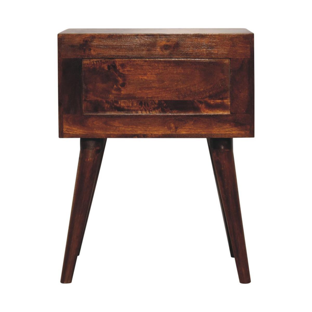 NACHTTISCH T-Bar, 2 Schubladen, Nordischer Stil, braun - Messingfarben/Braun, Mangoholz/Holz (45/58/35cm) - Artisan Furniture