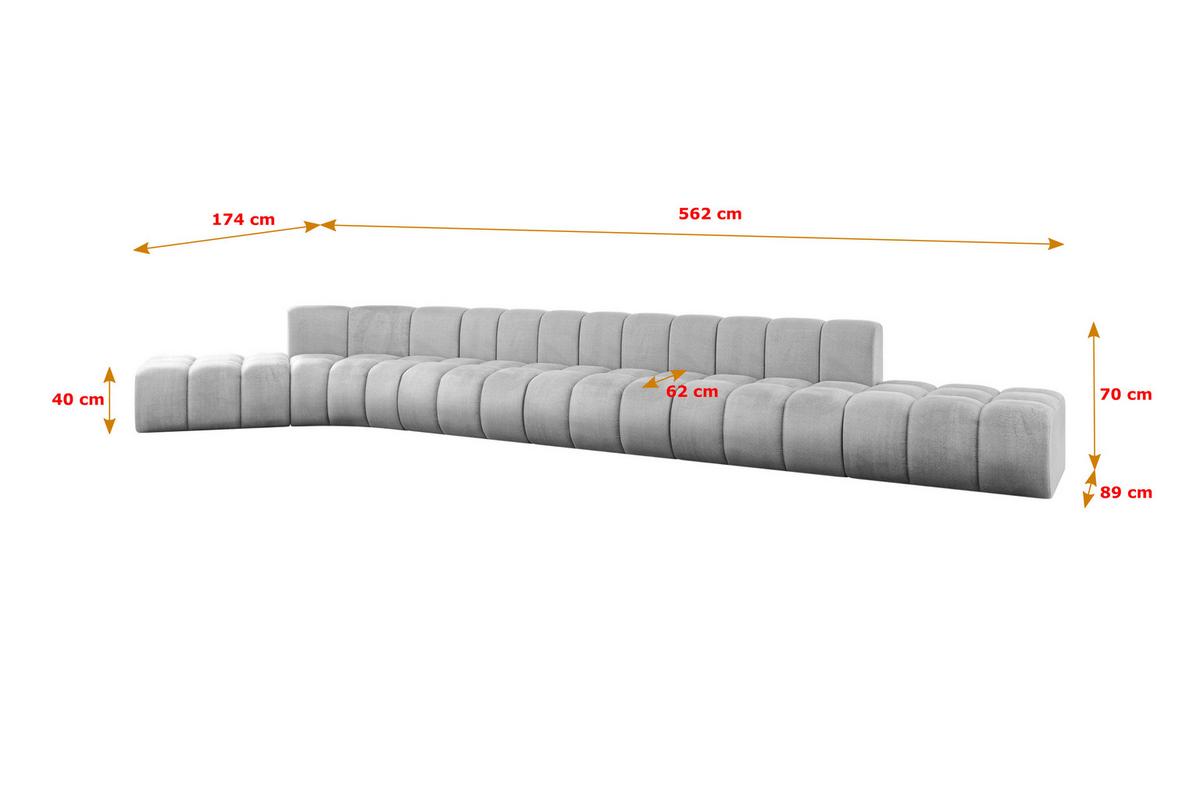 ECKSOFA modulares Sofa Solven-L3 - 562x174x70 cm Grau - Hellgrau, Holzwerkstoff/Textil (562/174cm) - ALTDECOR