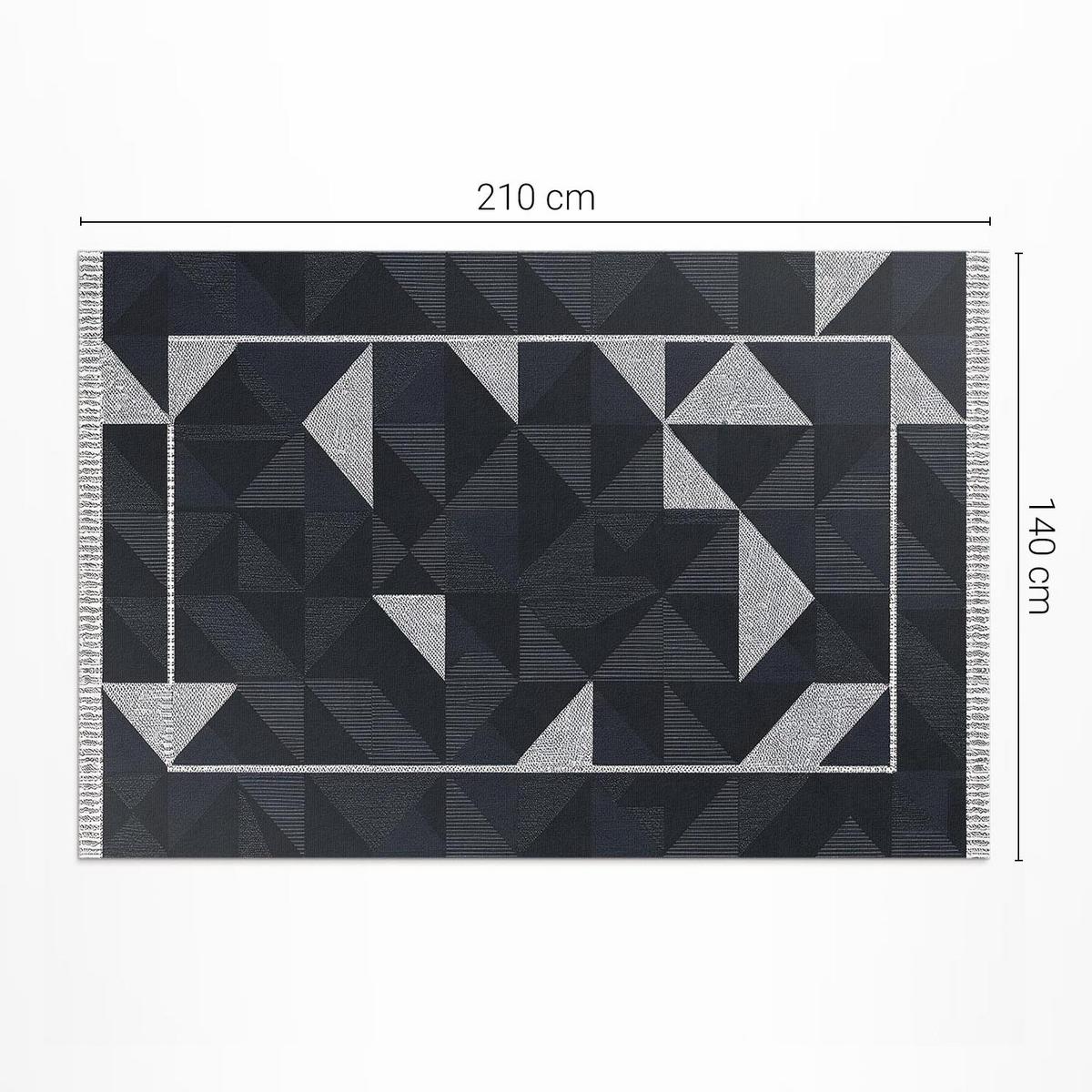 TEPPICH 140x210 cm Mosaik aus Geometrischen Formen Vintage Muster - Anthrazit, Kunststoff (140/210cm) - Wallfluent