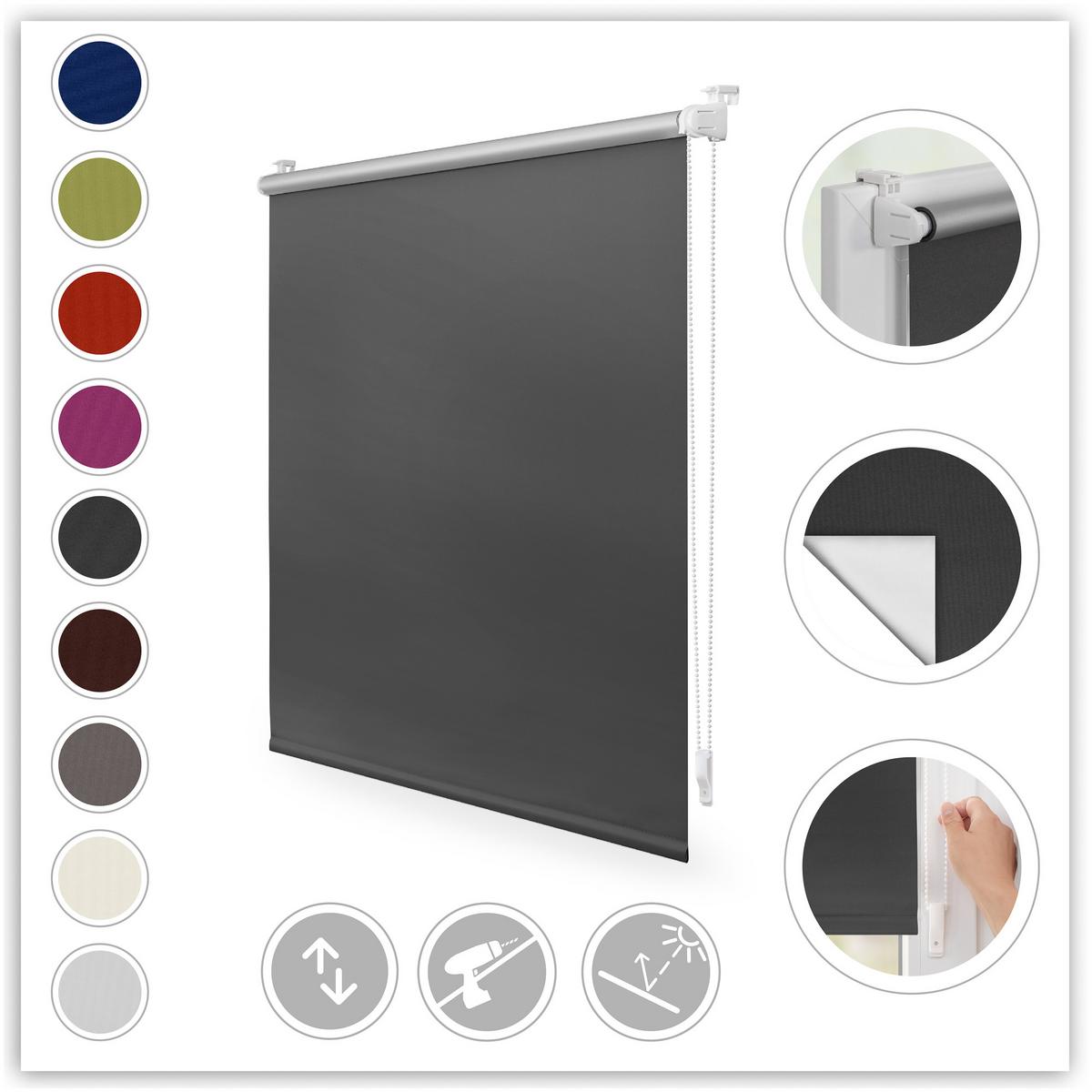 THERMO-ROLLO KLEMMFIX, OHNE BOHREN, VERDUNKELUNG - Anthrazit, Kunststoff (70/150cm) - Lichtblick Original