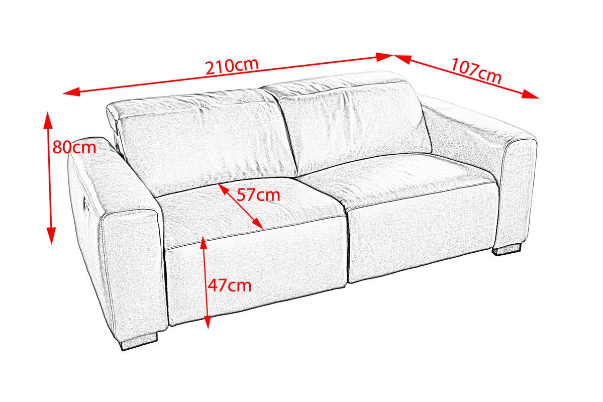SOFA MIT RELAXFUNKTION FINN Cremeweiß Leder Relaxfunktion - Creme/Schwarz, Leder/Kunststoff (210/80/107cm) - KAWOLA