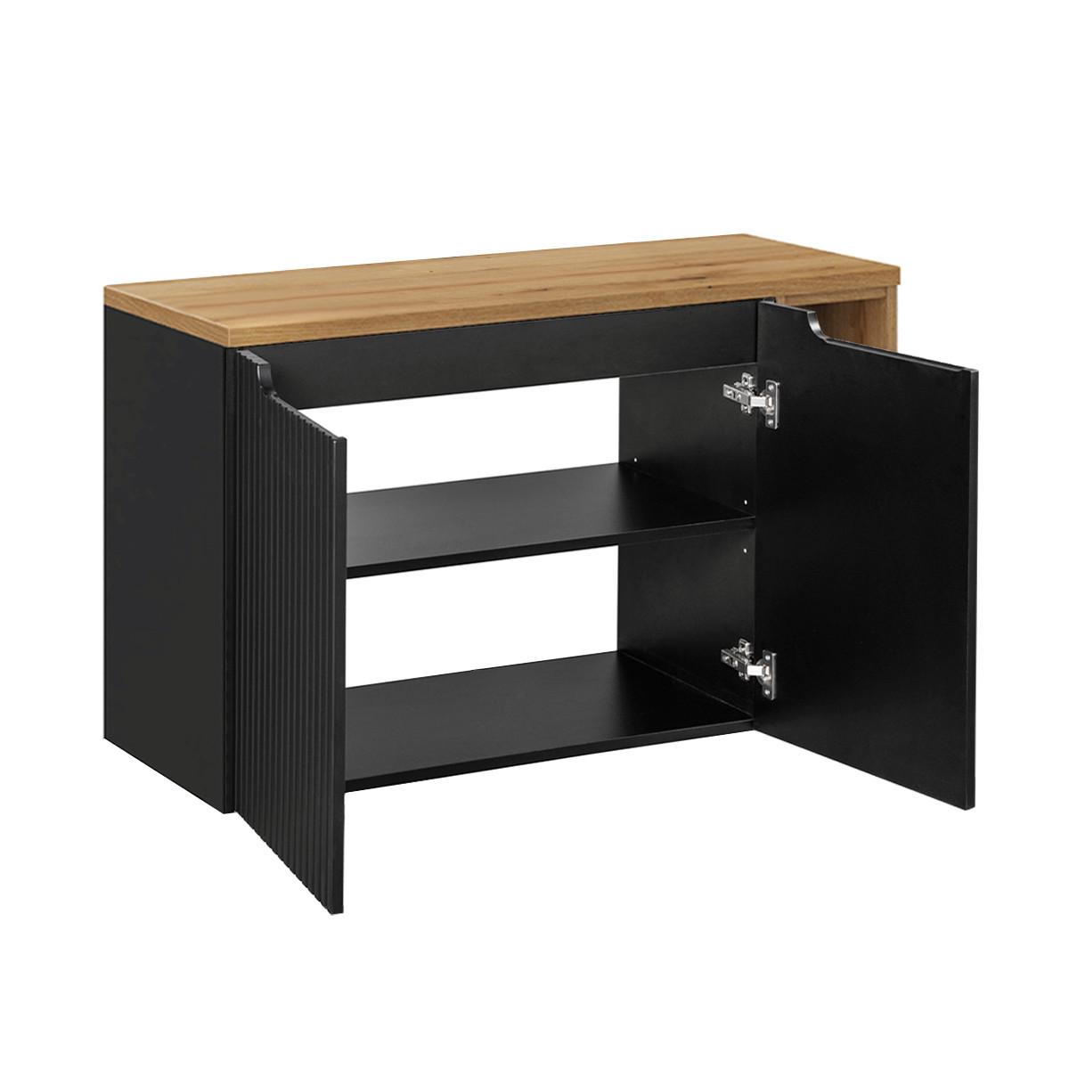 BADMÖBEL 100.4cm Riva 2er-Set Schwarz und Holz - Schwarz, Holzwerkstoff (100.4/59.5/40cm) - Petits-meubles