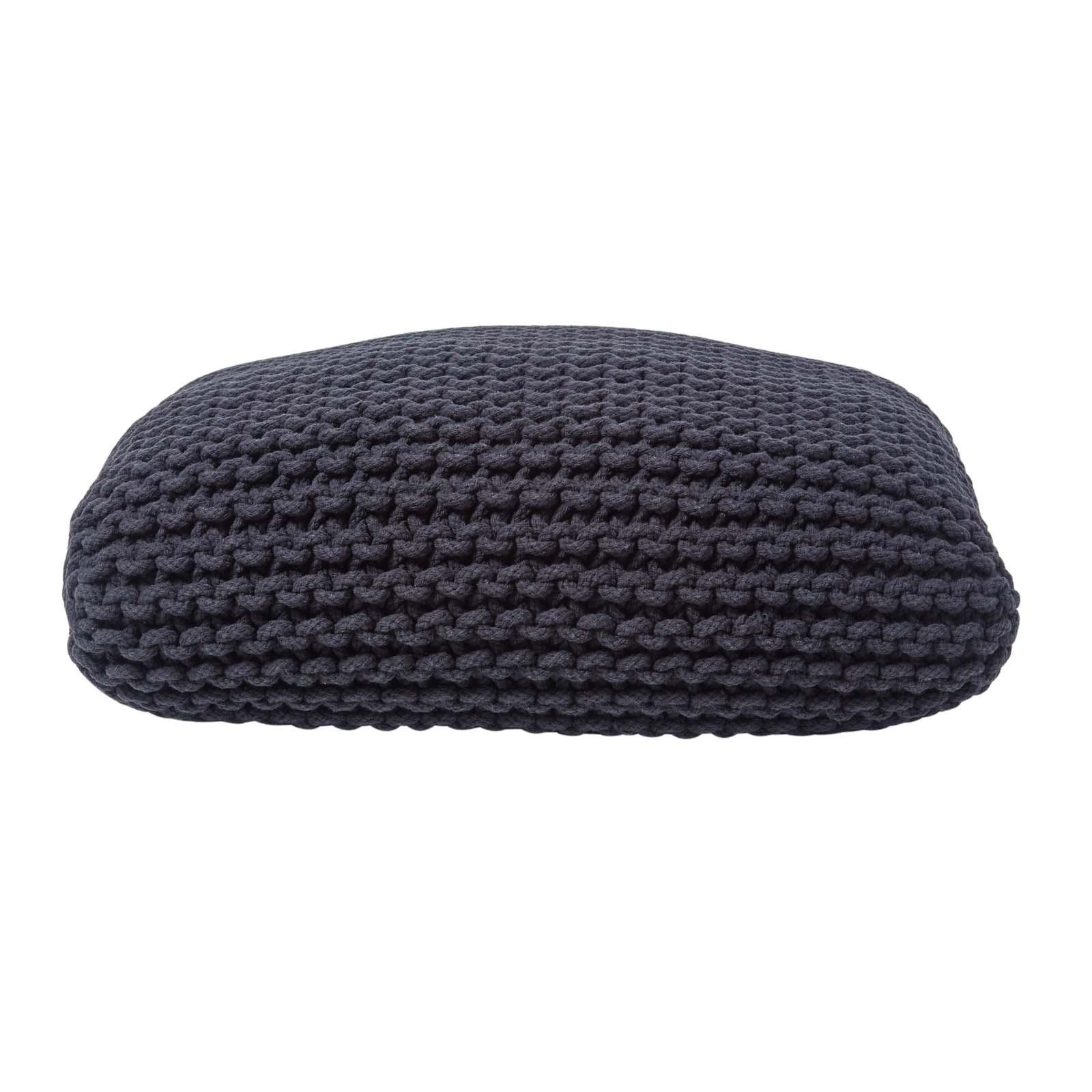 STRICK-POUF schwarz, Bodenkissen 70/70/20 cm - Schwarz, Textil (70/20/70cm) - Homescapes