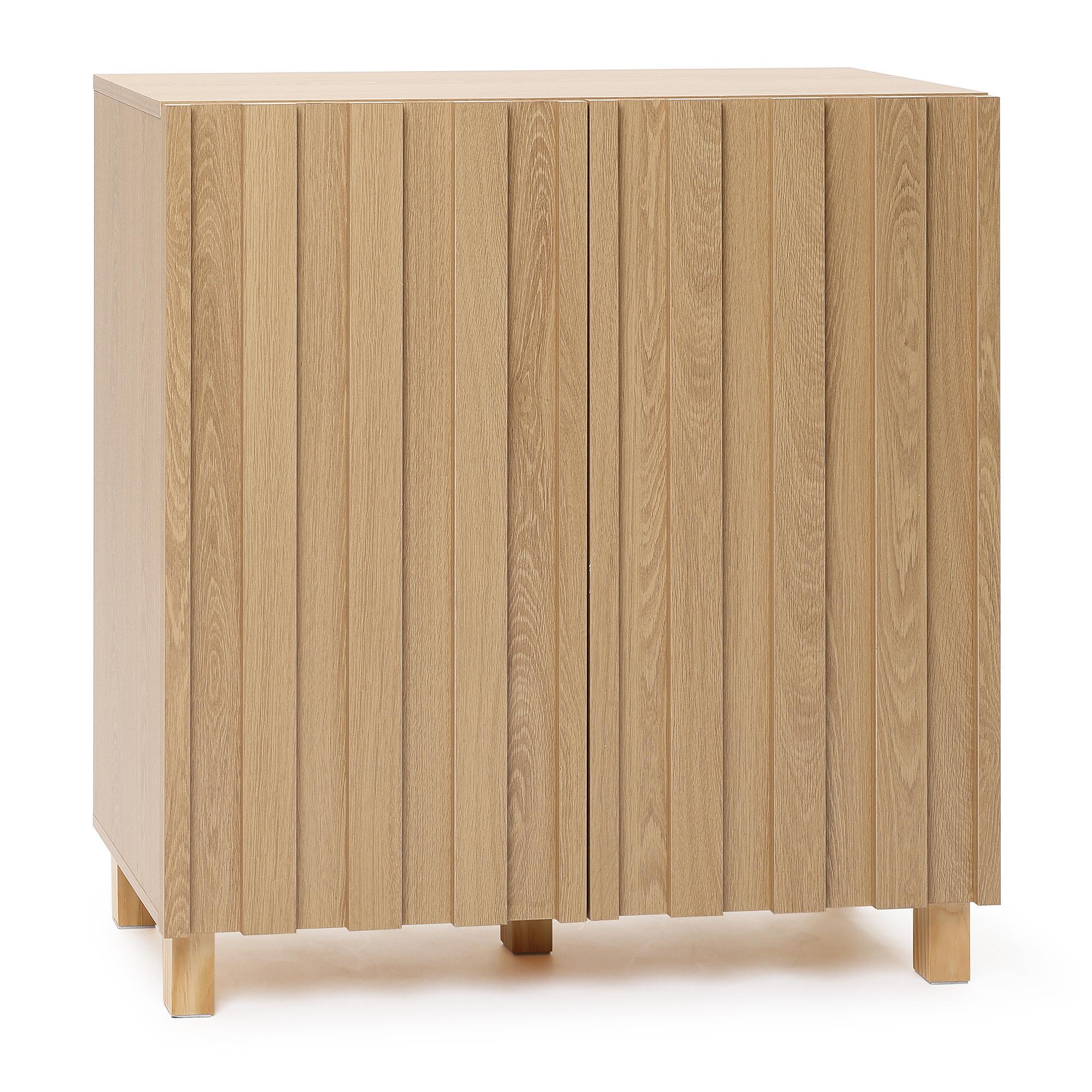 SIDEBOARD Holz mit 2 Türen und Füßen aus Kiefernholz | B80 x T35 x H80 cm - Eichefarben, Holz/Holzwerkstoff (80/80/35cm) - Hometopia