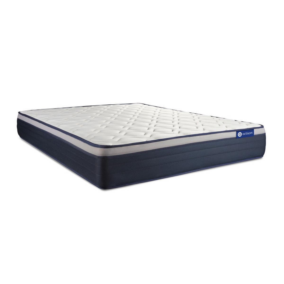 BETT Actiflex max Taschenfederkern und Memory-Schaum 130 x 220 cm h3 - Kit Bettgestell Grau - Beige/Grau, Karton/Holz (130/220cm) - ACTISOM