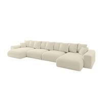 WOHNLANDSCHAFT mit Schlaffunktion ESKAR-U2-464x176x72cm Beige - Creme/Haselnussfarben, Holzwerkstoff/Kunststoff (176/72/464cm) - ALTDECOR