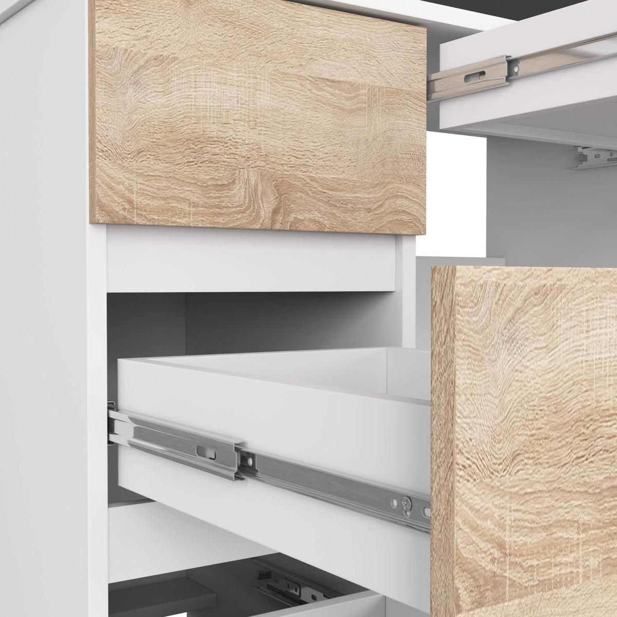 SCHREIBTISCH Weiß, Eiche Sonoma 77/90/50 - Weiß, Holzwerkstoff (124/85/77cm) - RAUMHIRSCH FURNITURE