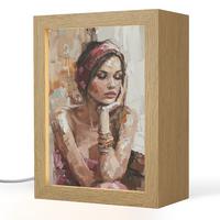 TISCHLEUCHTE Frau - Lackierung - Porträt - Modern 15x20 cm - Bronzefarben, Holzwerkstoff (8/15/20cm) - OnlyWow