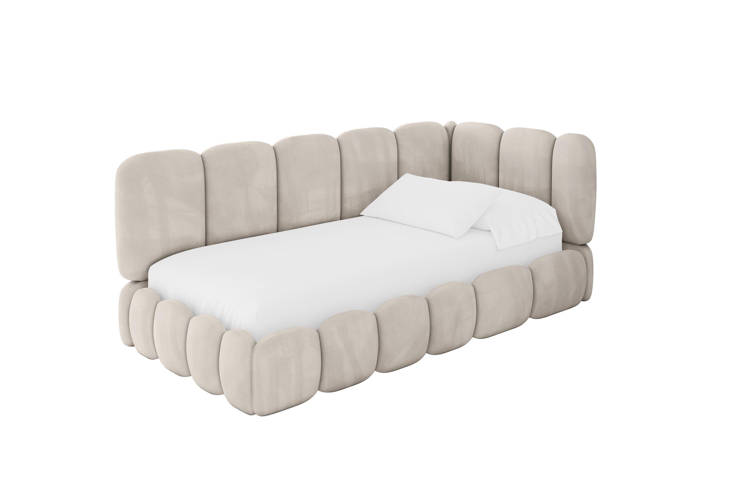 EINZELLBETT Jugendbett mit Bettkasten und Matratze H3/H4, Links - AVRY 100x200 Beige - Ecru, Holzwerkstoff/Textil (100/200cm) - ALTDECOR