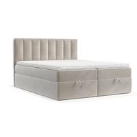 BOXBETT Lusso 180/200 cm Hellbeige im Paros Stoff - Beige/Schwarz, Holz/Holzwerkstoff (180/200cm) - AltaBeds