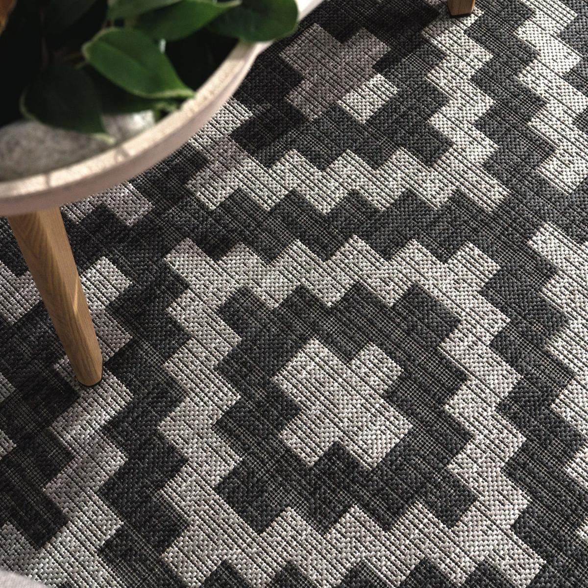 FLACHWEBTEPPICH, mit Rautenmuster, aus Polypropylen, Grau, 160 x 220 cm - Grau, Textil (220/160cm) - KADIMA DESIGN
