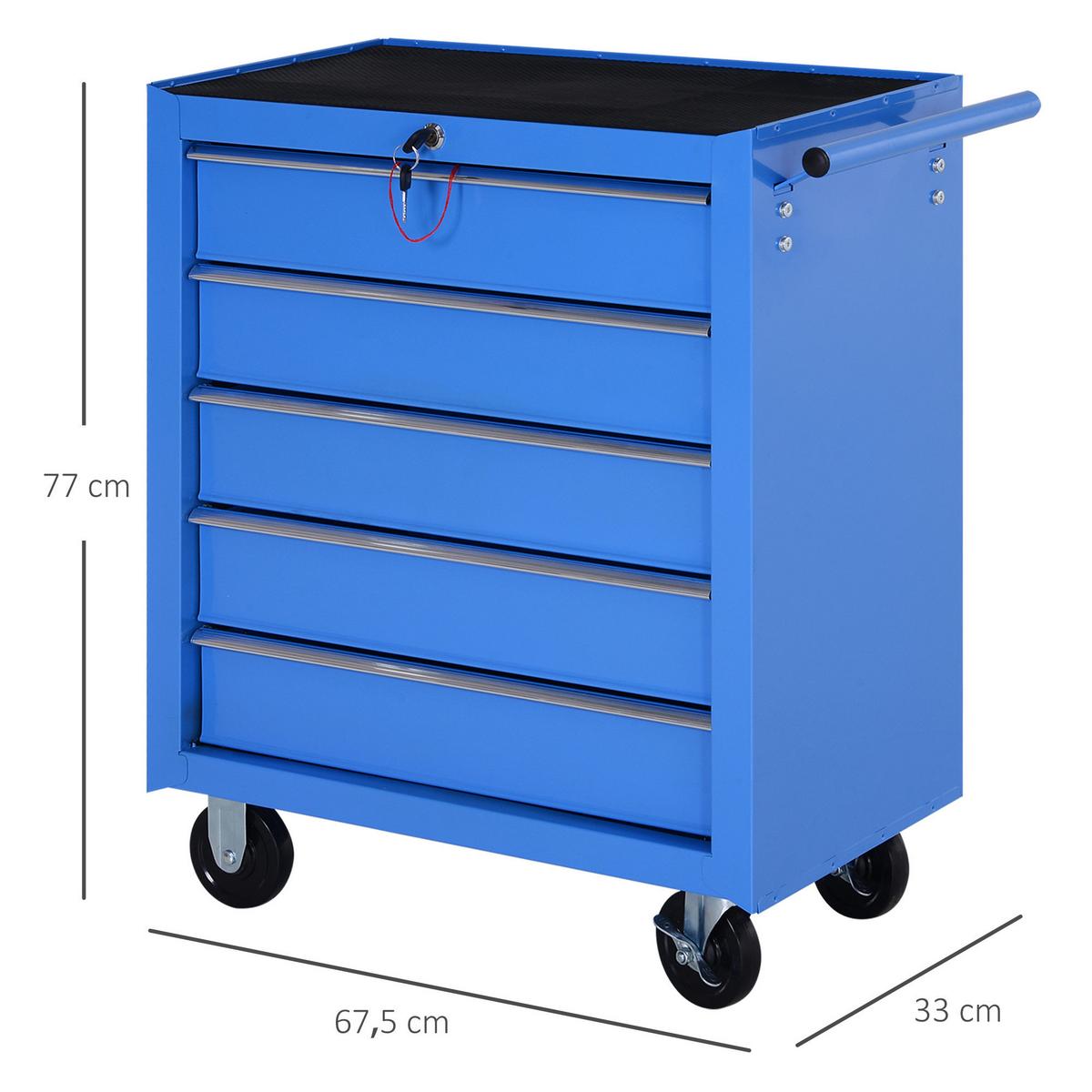 WERKZEUGWAGEN Stahl Blau - Blau, Metall (33/77/675cm) - HOMCOM