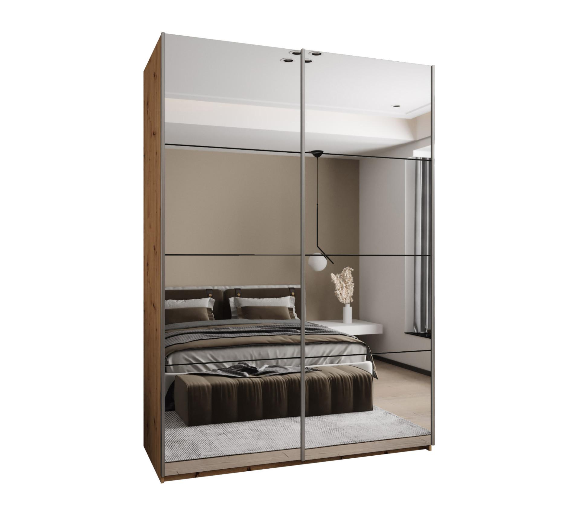SCHWEBETÜRENSCHRANK 245,5/180/64 2-türig - Silberfarben/Schwarz, Holz/Metall (180/245/64cm) - Abiks Möbel
