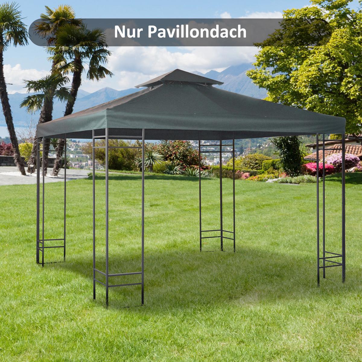 PAVILLONDACH, Polyester, Kohlegrau - Grau, Kunststoff (300/18/300cm) - Outsunny
