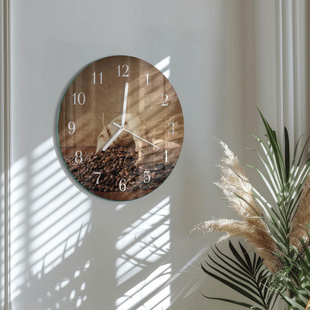 WANDUHR aus Glas Ø30 cm - Kaffee - Braun, Glas (30/30/0.4cm) - TULUP