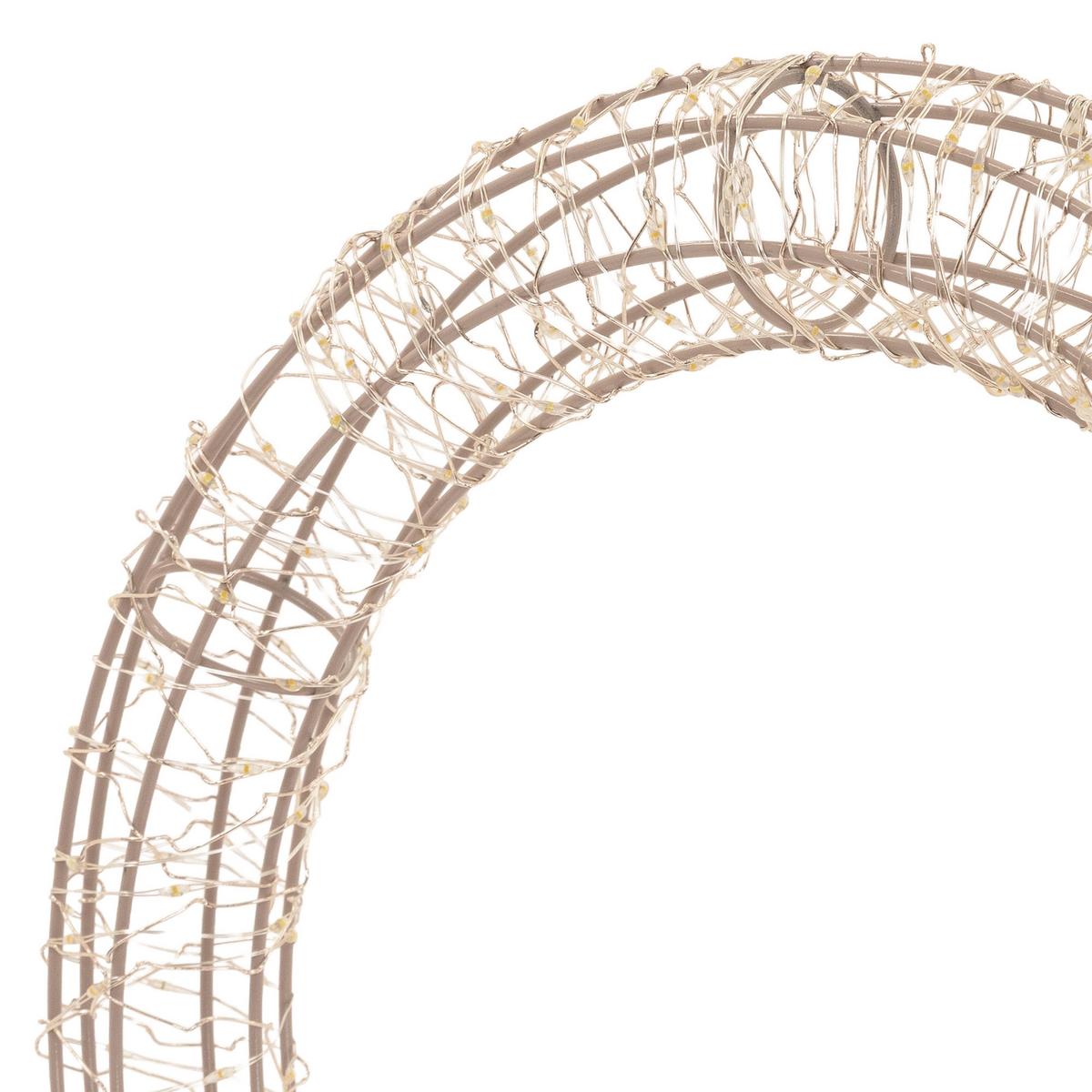 LED WEIHNACHTSKRANZ 53 cm mit Sockel Weihnachtsdeko mit Lichterkette 300 LED Warmweiß - Beige, Metall (38/53/8cm) - ECD-Germany