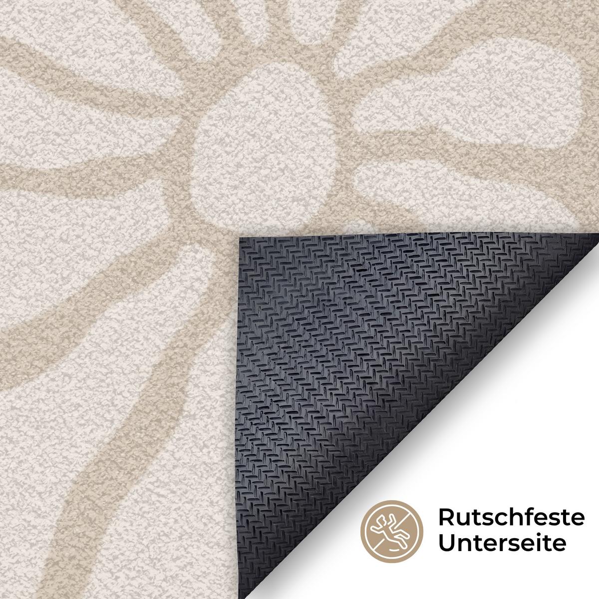 FUSSMATTE Floral - Druck - Beige - Braun - Minimalistisch Schmutzfangmatte 150x90 cm - Sandfarben, Kunststoff (150/0.4cm) - MuchoWow