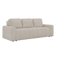 3-SITZER-SOFA NESSARO - Beige Cord - Beige/Schwarz, Kunststoff/Textil (243/92/90cm) - MKS