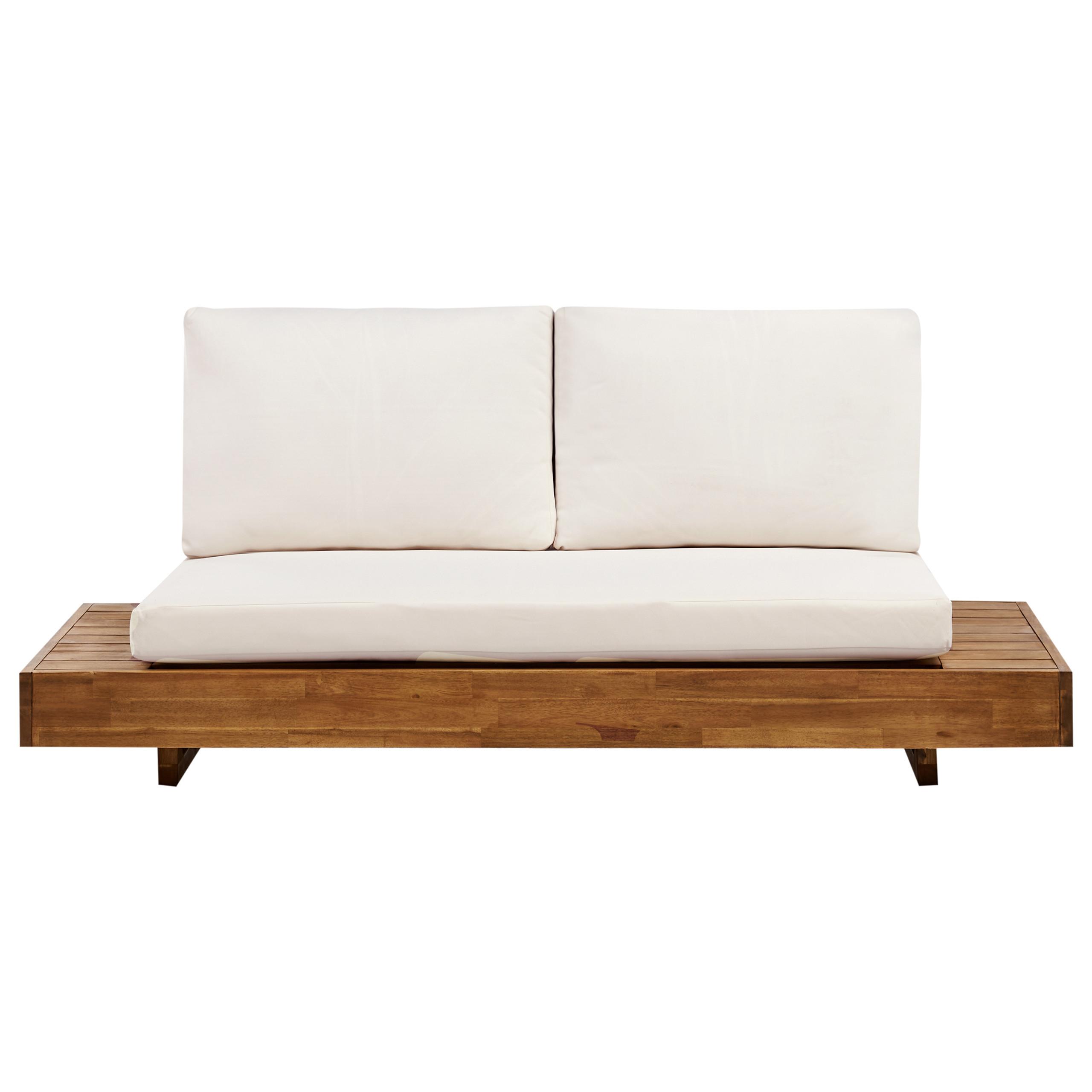 LOUNGESOFA 2-Sitzer Heller Holzfarbton Marettimo - Hellbraun/Weiß, Holz (167/70/68cm) - Beliani
