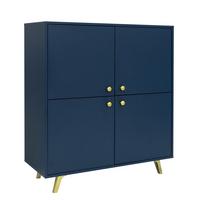 KOMMODE GALIO 140/86/41cm mit Schubladen 4 Türen Blau - Blau, Holzwerkstoff (140/86/41cm) - MASSENO
