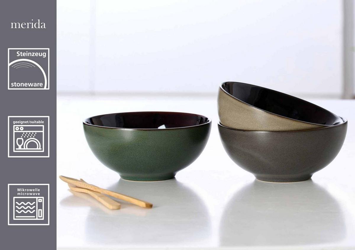 POKE BOWL SCHALEN Merida Anthrazit ø 17,5 cm 3er Set - Anthrazit, Keramik (17.5cm) - Ritzenhoff Breker