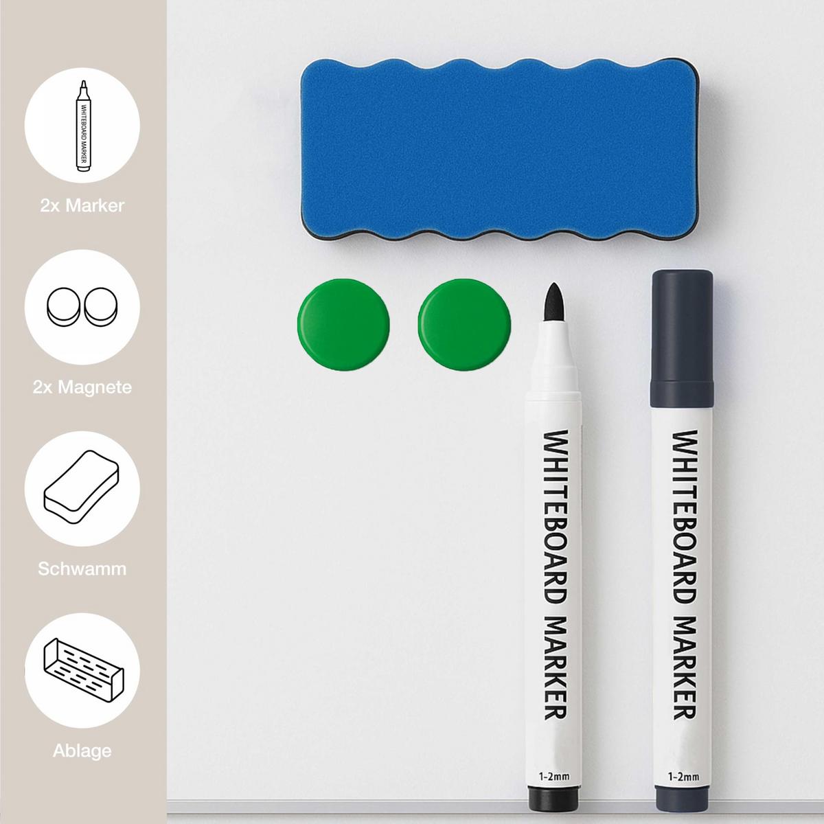WHITEBOARD Glas 60x90 cm hängend - Weiß, Glas (90/60/1cm) - K-Möbel