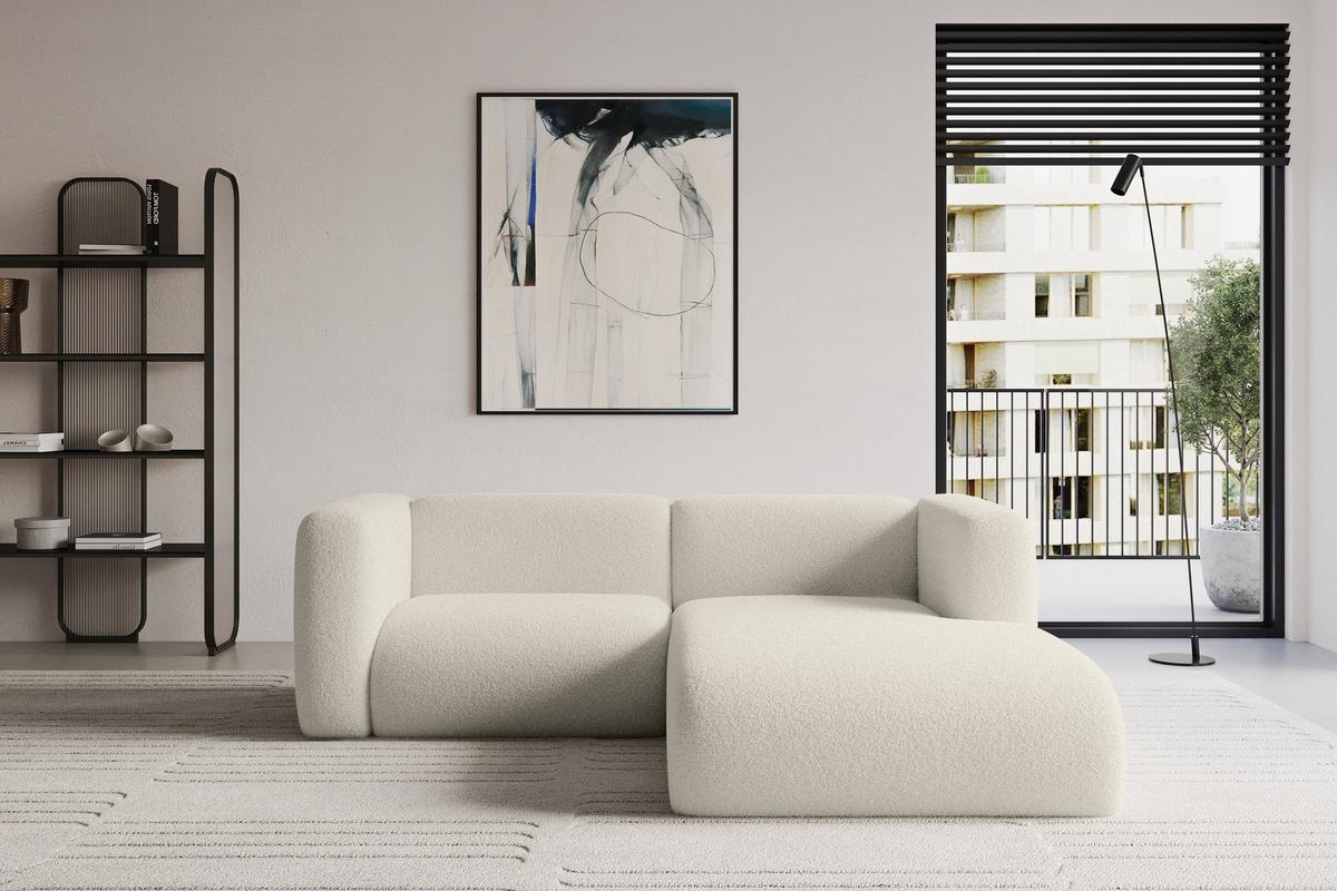 ECKSOFA Ottomane Rechts MIRA-L1 227x179x89 Beige Bouclé - Kaschmir/Beige, Holzwerkstoff/Kunststoff (227/179cm) - ALTDECOR