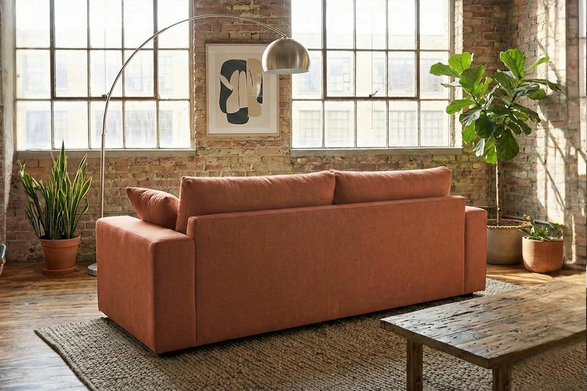 SOFA AMINA Braun Flachgewebe - Schwarz/Braun, Buchenholz/Textil (228/82/101cm) - KAWOLA