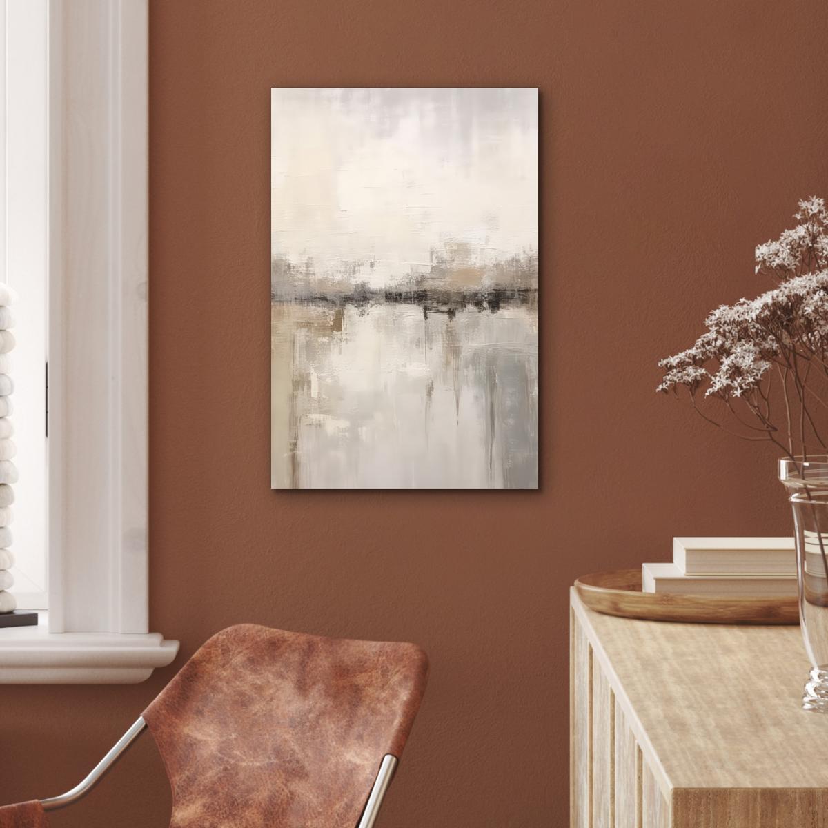 METALLBILD Moderne Kunst - Abstrakt - Beige Deko Schlafzimmer 40x60 cm - Beige, Metall (40/60cm) - MuchoWow