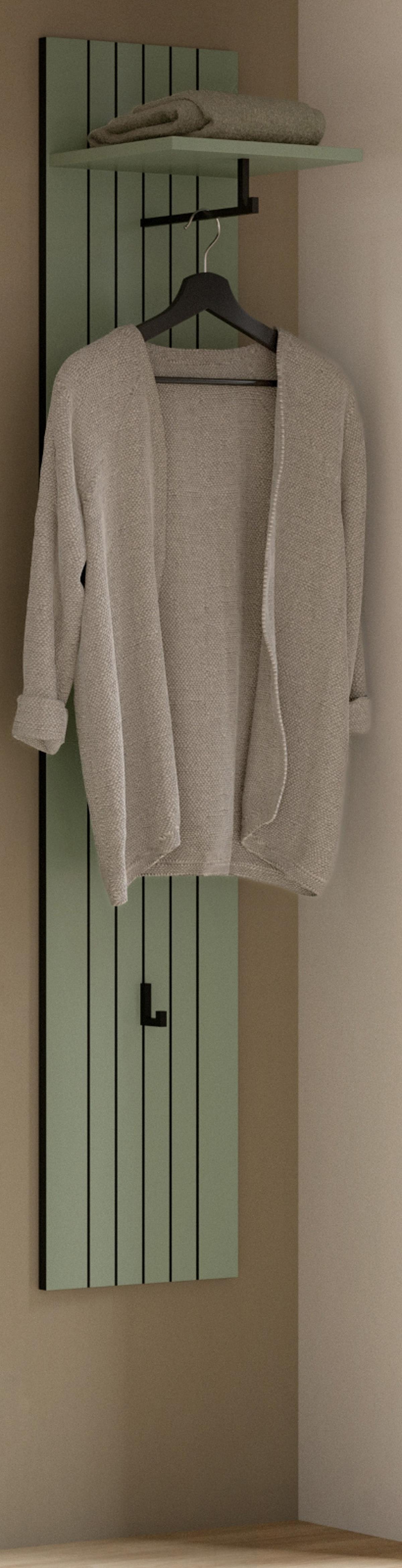 GARDEROBENPANEEL grün 31 x 160 cm, Wandgarderobe mit Kleiderstange - Grün, Holzwerkstoff/Metall (31/160/27cm) - Inn.Furn