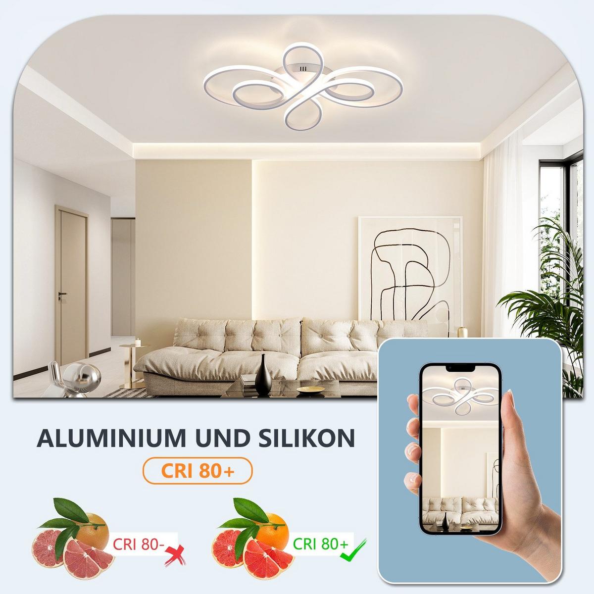 LED-DECKENLEUCHTE Falterstil 66/41/9.5 cm - Weiß, Metall (66/41/9.5cm) - Nettlife