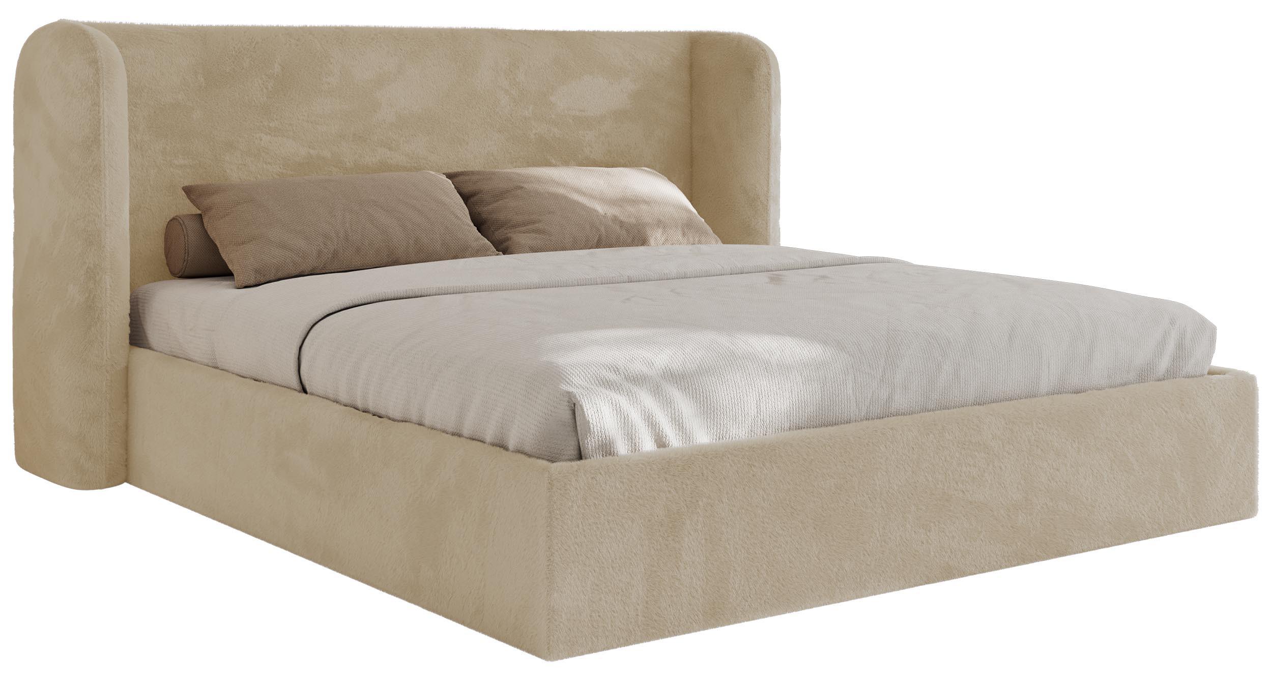 POLSTERBETT EMORA CLASSIC 160/200 - Creme Plüsch - Multipocket-Matratze - Creme, Textil (160/200cm) - MKS
