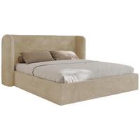 POLSTERBETT EMORA CLASSIC 160/200 - Creme Plüsch - Multipocket-Matratze - Creme, Textil (160/200cm) - MKS