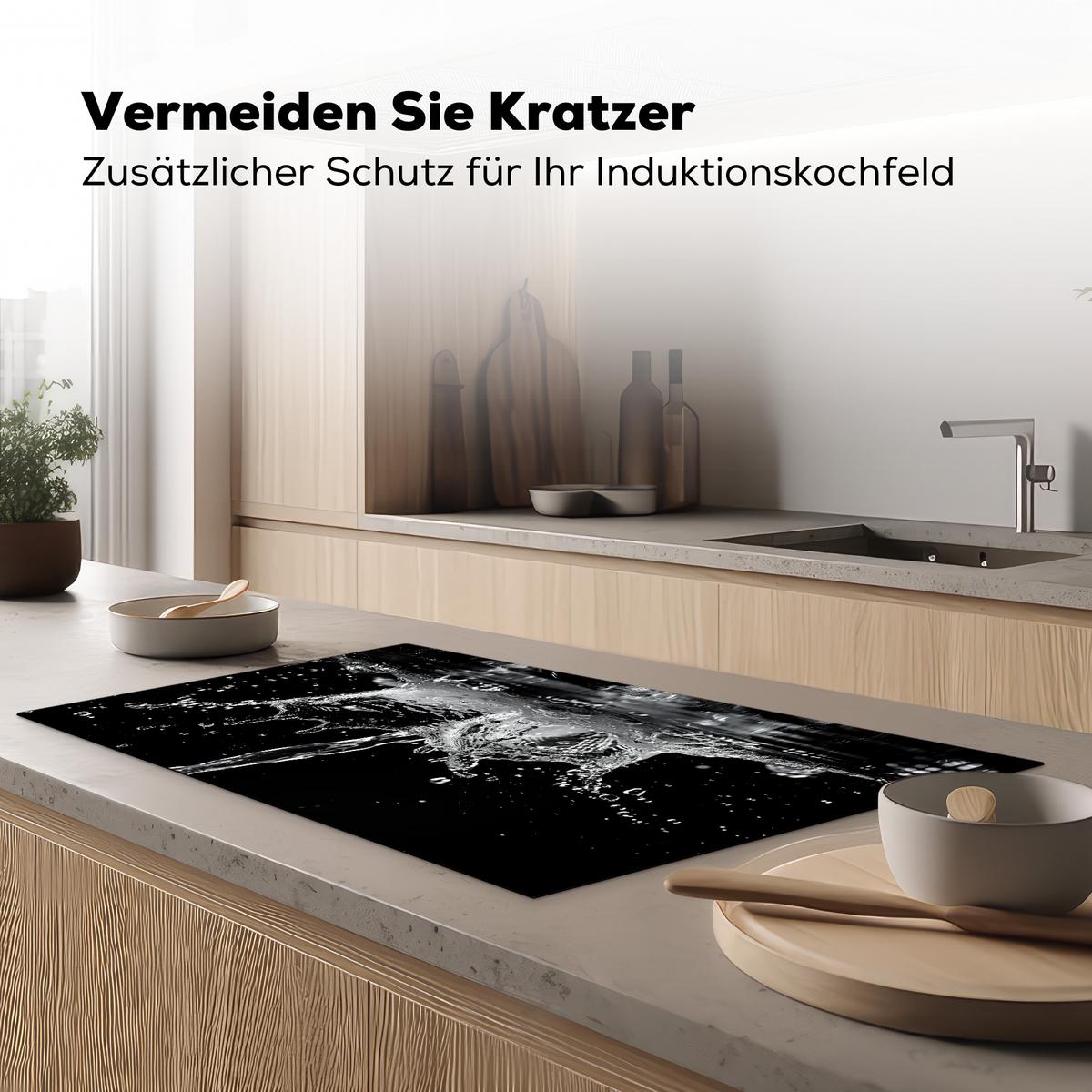 HERDABDECKPLATTE Wasser - Spritzwasser - Schwarz Induktionsschutz 91.6x52.7 cm - Schwarz, Kunststoff (91.6/52.7/0.2cm) - MuchoWow