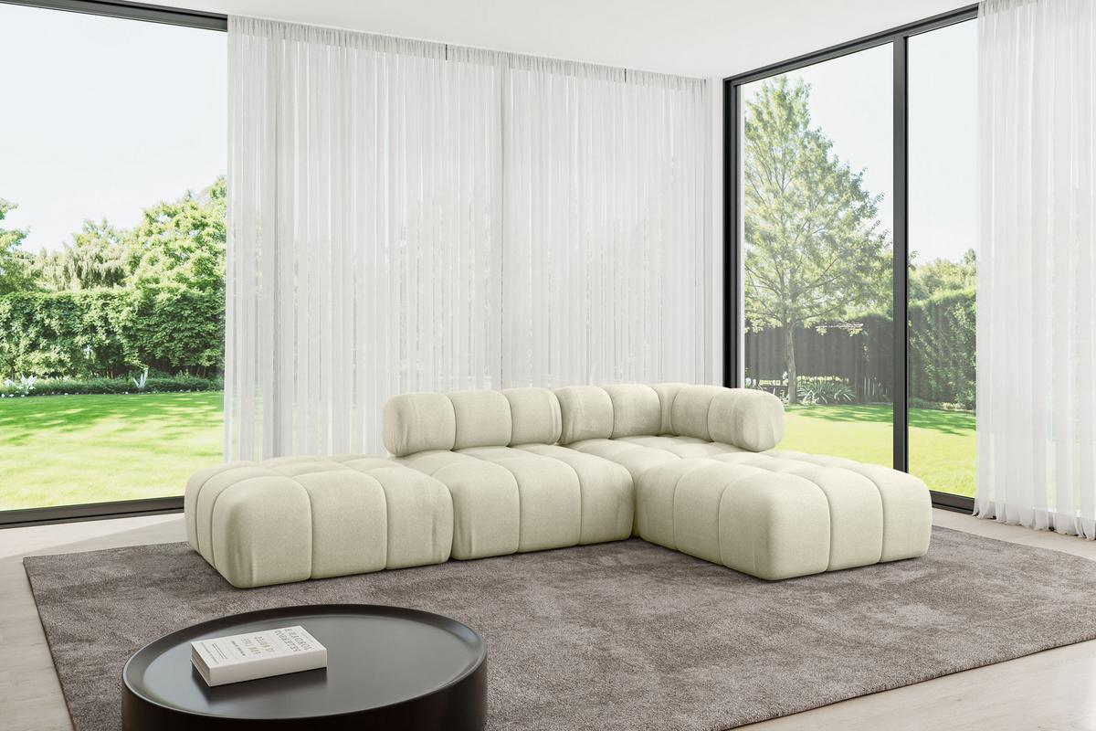 ECKSOFA modulares Sofa Kerru-L1 - 285x190x70 cm Beige Velours - Beige, Holzwerkstoff/Textil (285/190cm) - ALTDECOR