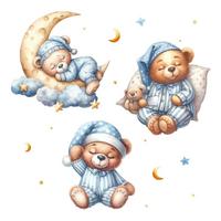 WANDAUFKLEBER 60x103cm - Schlafende Teddybären - Multicolor, Kunststoff (60/103/0.1cm) - Wallfluent
