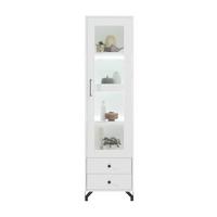 VITRINE Bero mit 1 Tür und 2 Schubladen - Schwarz/Weiß, Holzwerkstoff/Metall (50/190/40cm) - Beautysofa