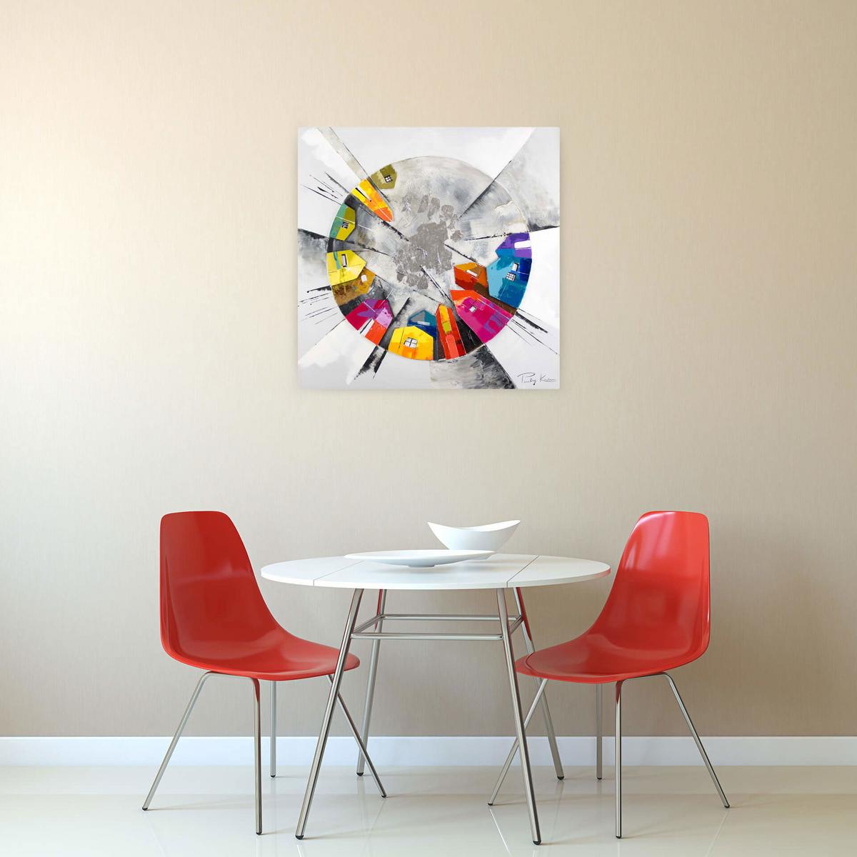 ÖLGEMÄLDE 80/80 cm - Silberfarben/Multicolor, Holz/Textil (80/80cm) - KUNSTLOFT