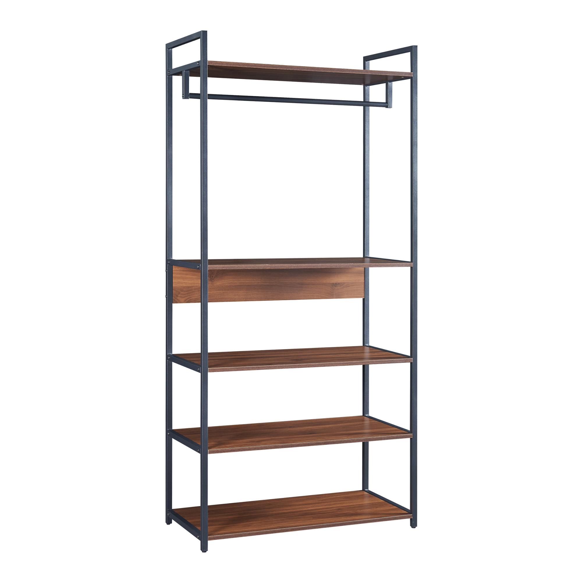 GARDEROBENSTÄNDER Larem - Walnussfarben/Schwarz, Holzwerkstoff/Metall (84/180/40cm) - [en.casa]