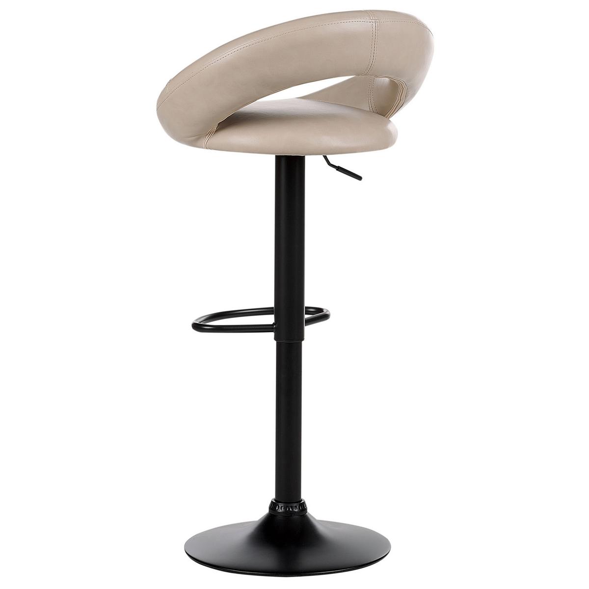 BARHOCKER 2er-Set Kunstleder hellbeige/schwarz höhenverstellbar Peoria - Beige/Schwarz, Kunststoff (53/79/48cm) - Beliani